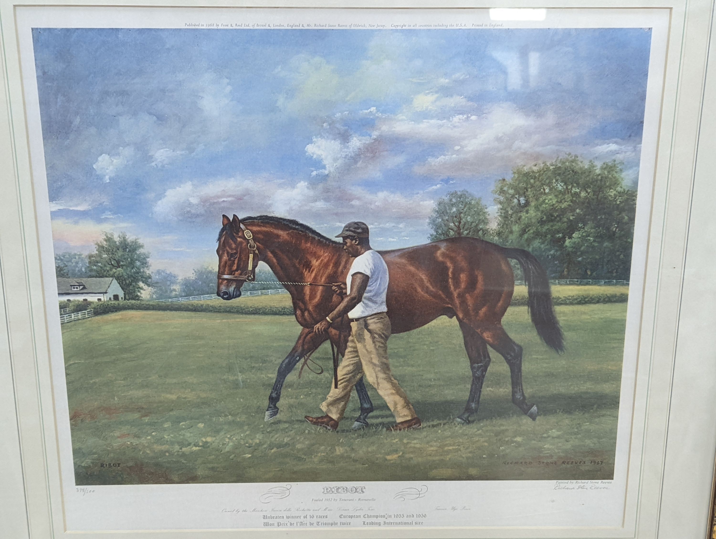 Richard Stone Reeves (1919-2005), set of four limited edition prints, Portraits of racehorses: Neji, Pibot, Buckpasser and Kelso, signed in pencil and numbered from the edition of 500, 44 x 48cm